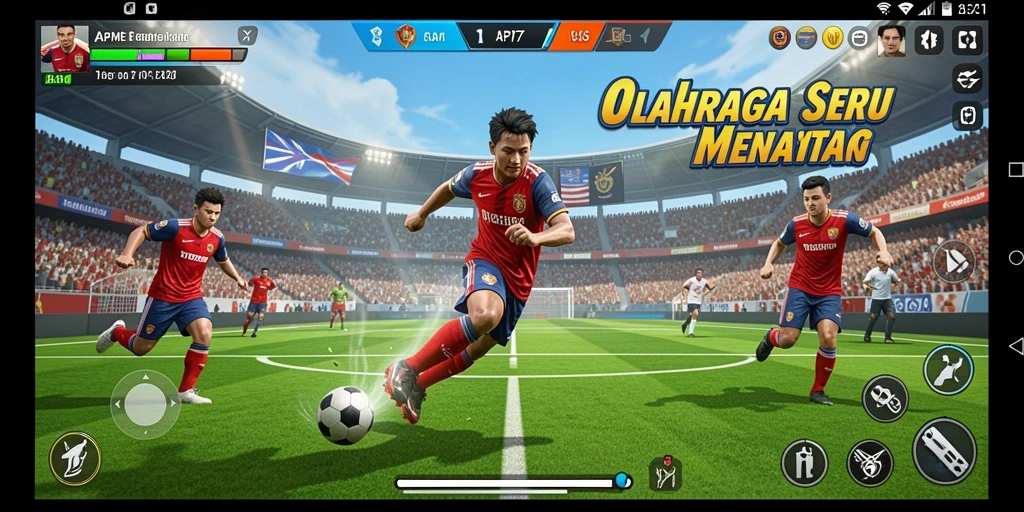 Tangkapan layar menampilkan aksi gameplay olahraga seru di API77.
