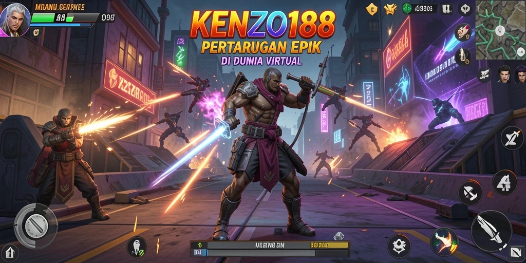 Screenshot gameplay KENZO188 yang menampilkan pertarungan yang intens.