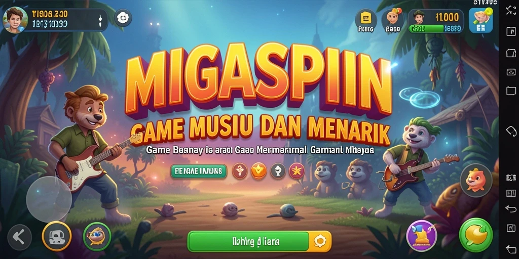 Tampilan gameplay MIGASPIN menampilkan interaksi musik yang menarik.